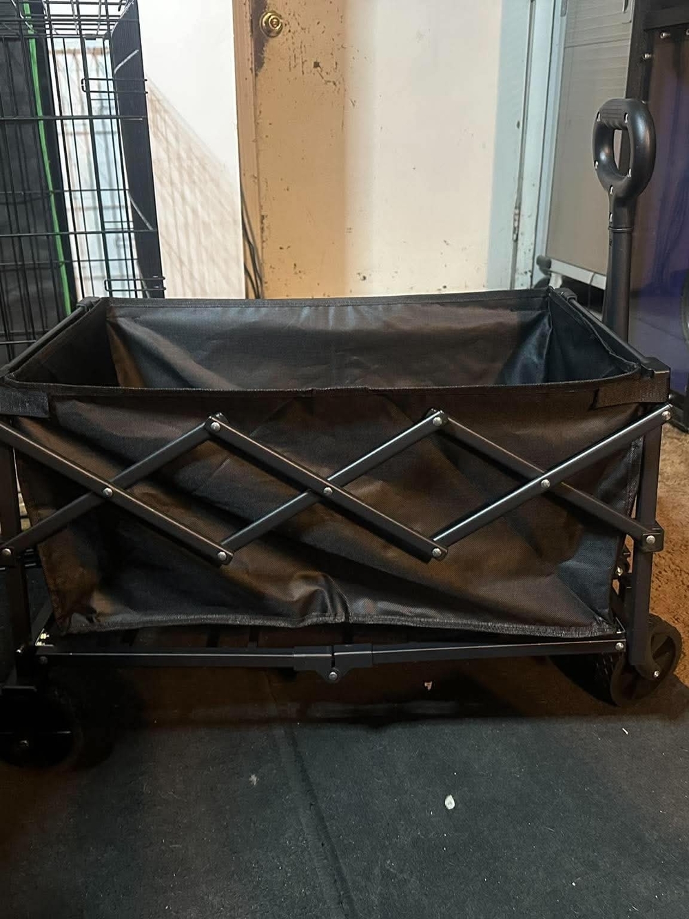Collapsible Utility Wagon Cart in Black - Heavy-Duty Foldable Storage